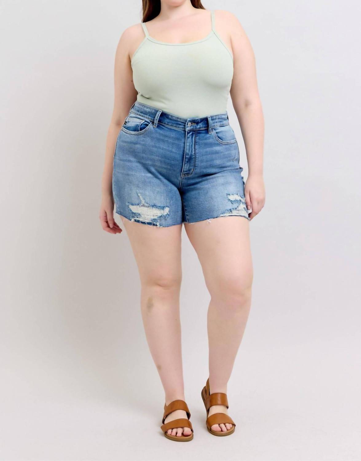 Judy Blue - High Waist Destroy Detail Denim Short