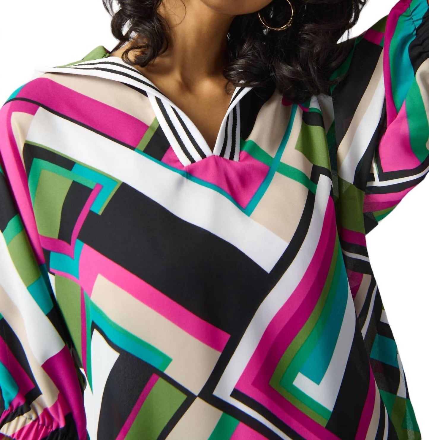 Joseph Ribkoff - GEORGETTE GEOMETRIC PRINT BOXY TOP