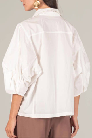 P.Cill - Poplin Balloon Sleeve Button Down Shirt
