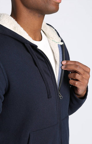Jachs New York - Recycled Jacquard Sherpa Lined Full Zip Hoodie