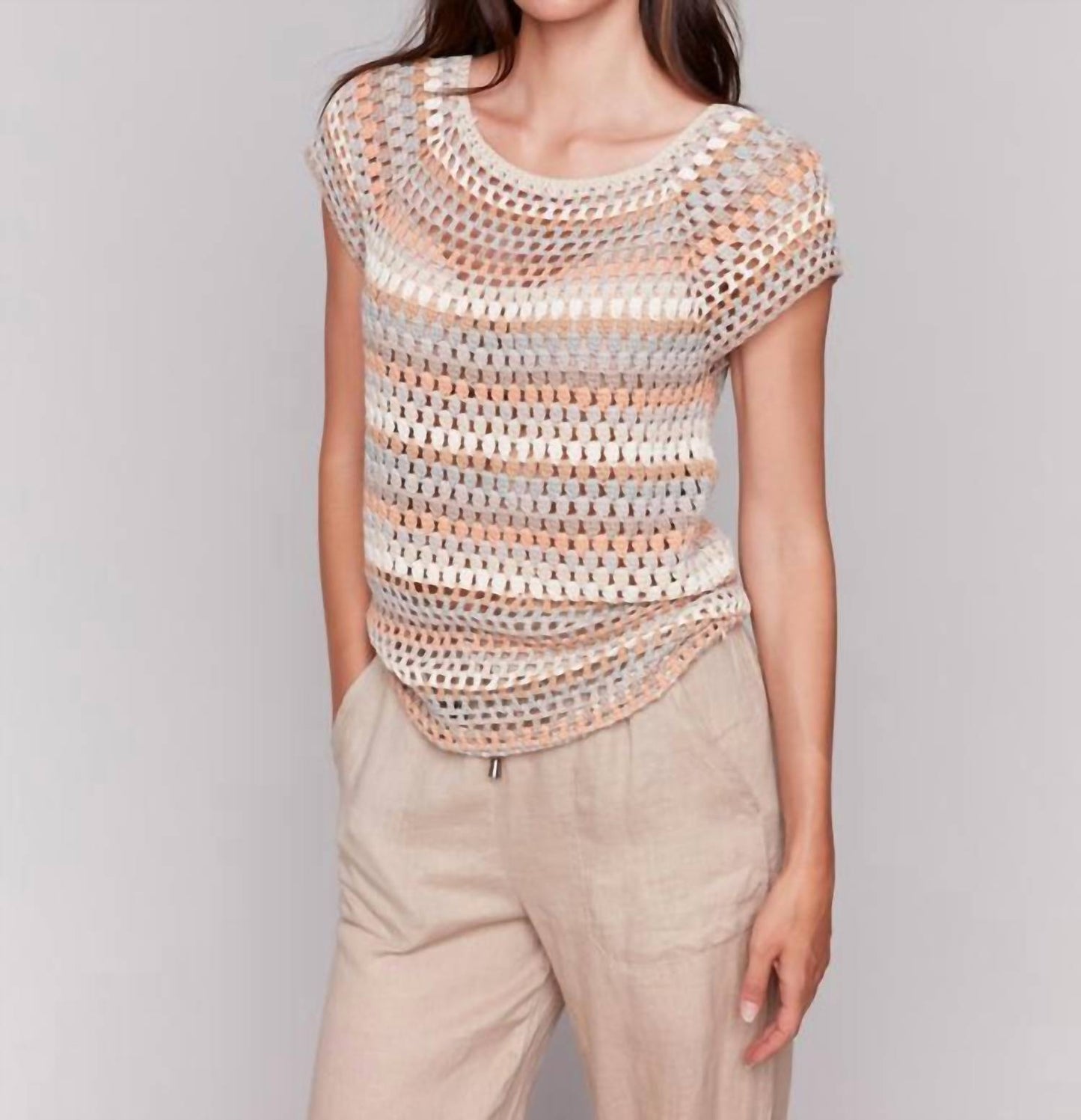 Charlie B - Raglan Crochet Cap Sleeve Top
