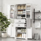 Multi Functional Storage Cabinet With Adjustable Shelves, 2 Drawers, Door Shelves