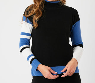 Angel Apparel - Stripe Sleeve Mock Neck Sweater