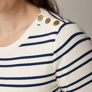 J.Crew - Perfect-fit Long-sleeve Crewneck T-shirt With Lion Buttons Stripe