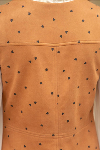 Voy - All Over Heart Pattern Suede Mini Dress