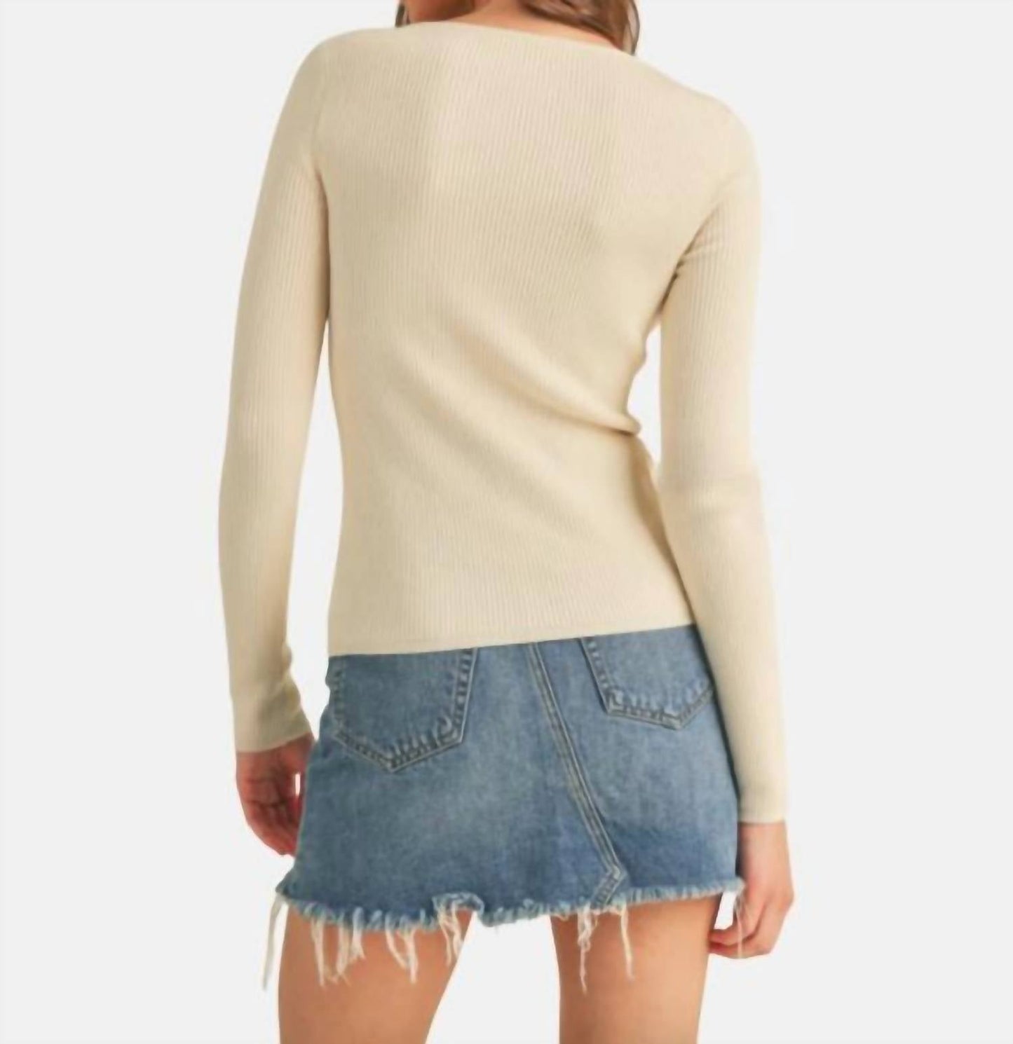 &Merci - Ribbed Cut-Out Sweater