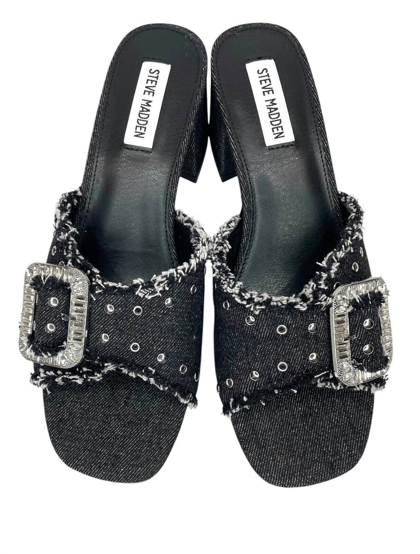 Steve Madden - Block Heel Studs Denim Sandals