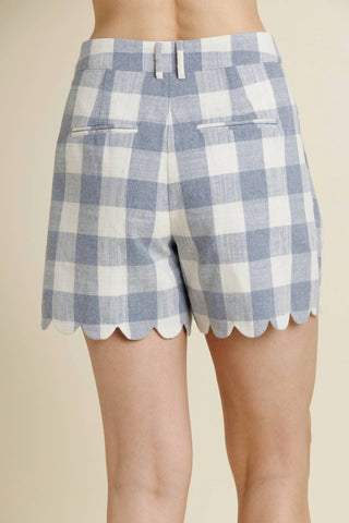 Aureum - Women's Scallop Edge Gingham Shorts