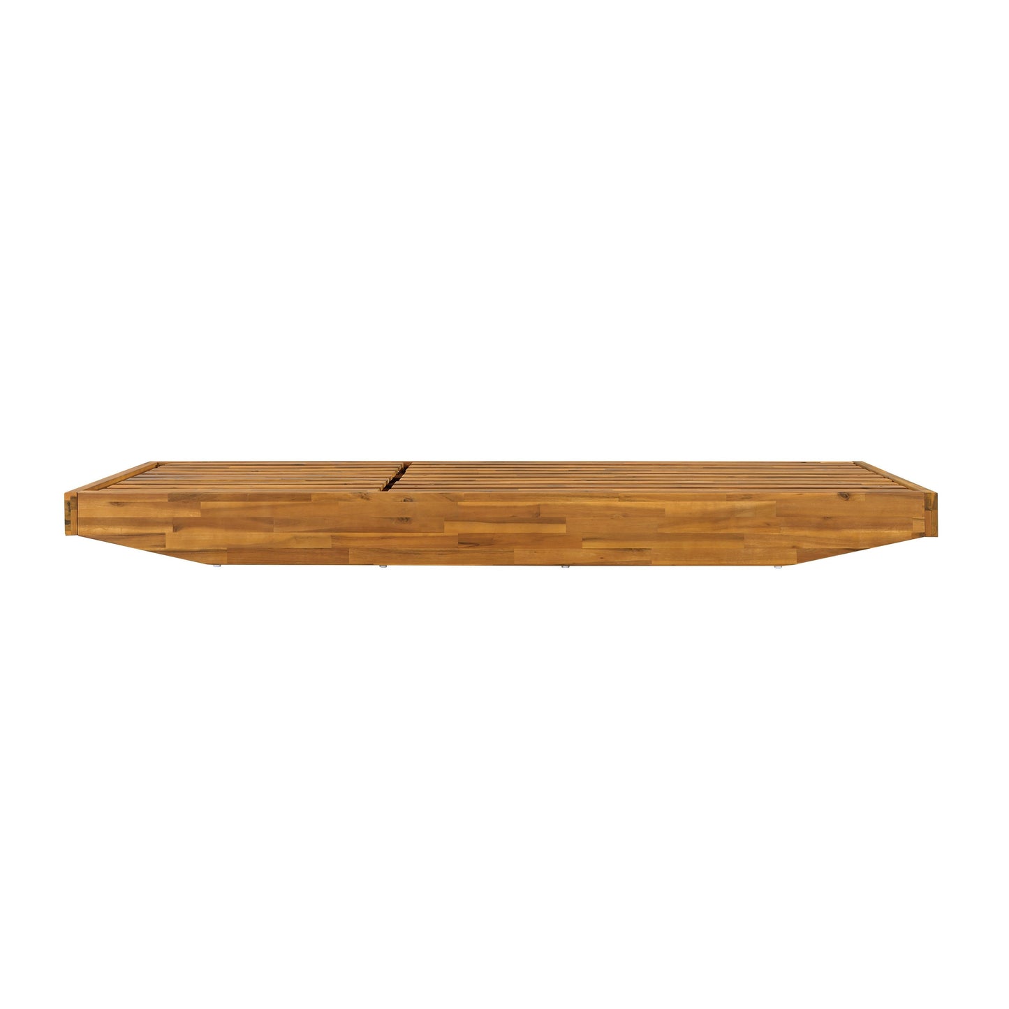 Acacia Wood Chaise Lounge with Teak Finish and Water-Repellent Cushion