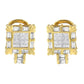 14K Yellow Gold 7/8 Cttw Princess and Baguette-Cut Diamond Square Framed Huggie Hoop Omega Earrings (H-I Color, SI1-SI2 Clarity)