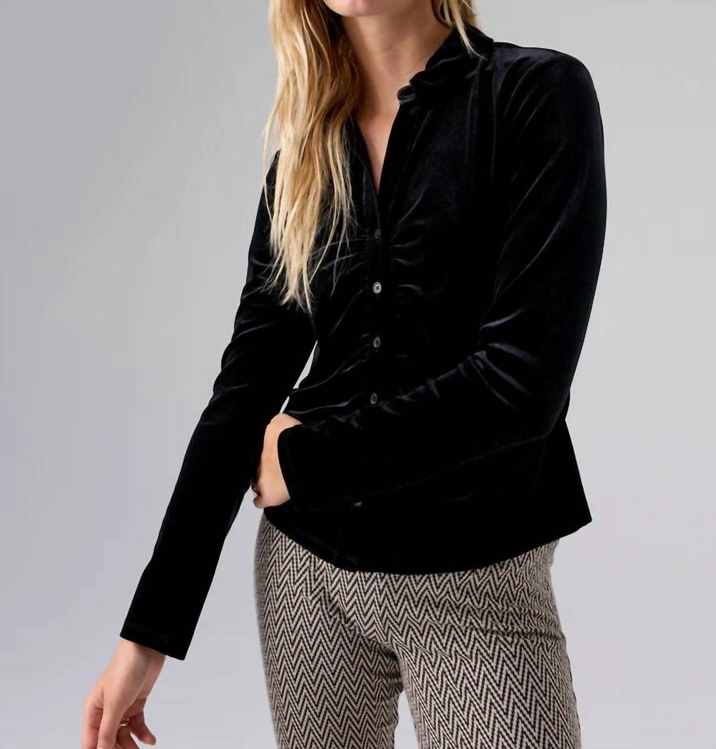 Sanctuary - Dreamgirl Velvet Button Up Top