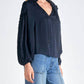 Elan - Ruched Detail V-neck Blouse