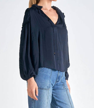 Elan - Ruched Detail V-neck Blouse