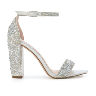 De Blossom Collection - Celina-29a Silver Shimmer/rhinestone Ankle Strap Heel