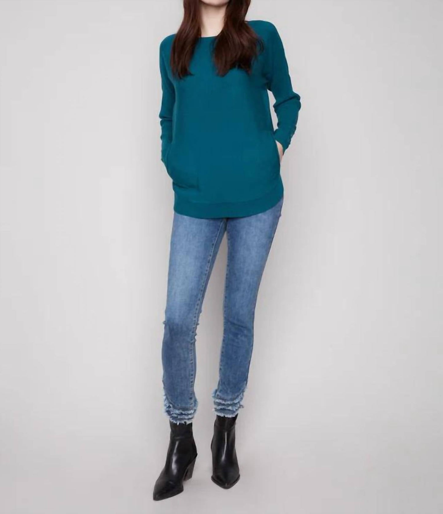 Charlie B - Lace Up Cuffs Knit Sweater