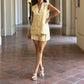 A.C.G. Los Angeles - Linnen Stripe Paper Bag Detail Shorts & Vest Set