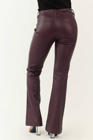 Kancan - Yoko Faux Leather Mid Rise Bootcut Pants