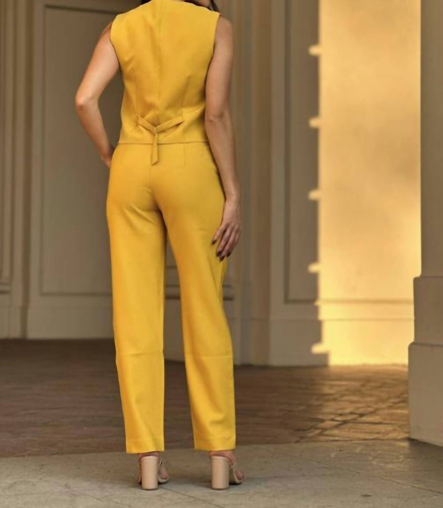A.C.G. Los Angeles - High Waisted Casual Pants & Dressy Vest Set with 2 Buttons
