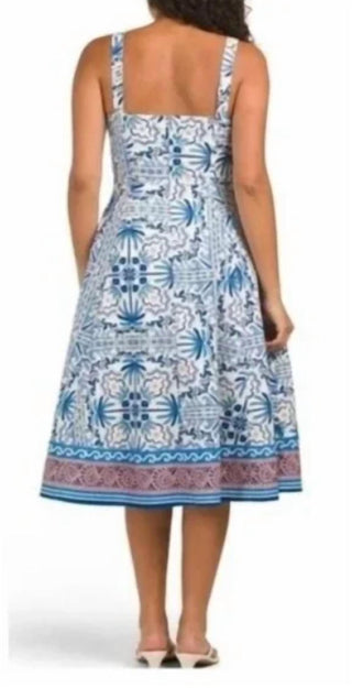 Avec Les Filles - Tile Print Sweetheart Midi Dress