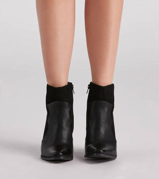 Qupid - Women's Western Chic Block Heel Booties