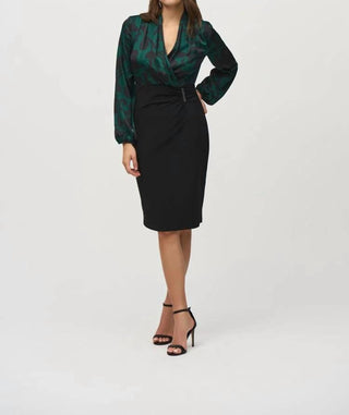 Joseph Ribkoff - Knit And Satin Paisley Dress