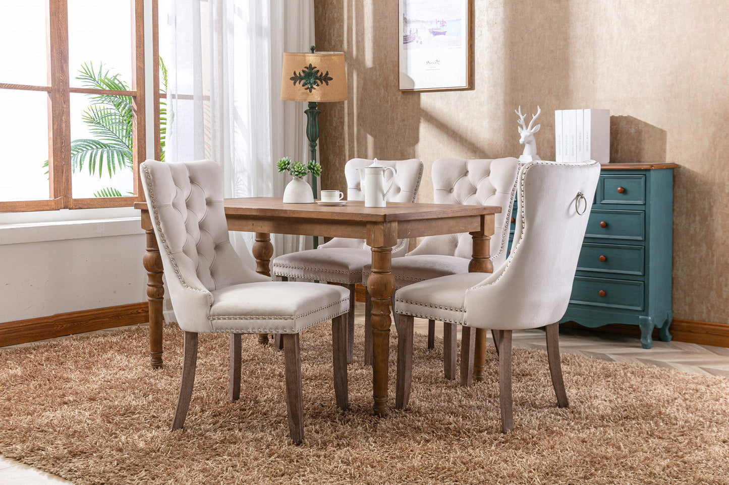 Nikki Collection Modern Velvet Upholstered Dining Chair Set
