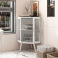 Corner Cabinet With Door And Shelves For Bathroom - White