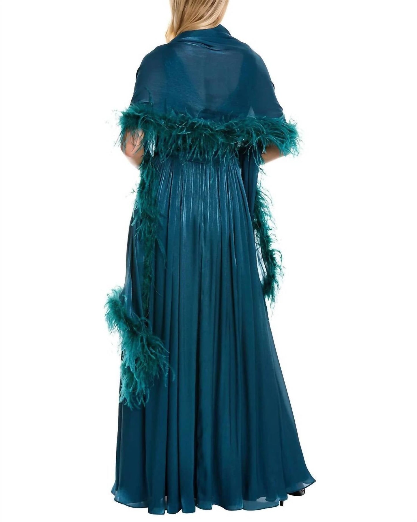 Badgley Mischka - Feather Wrap Sequin Gown