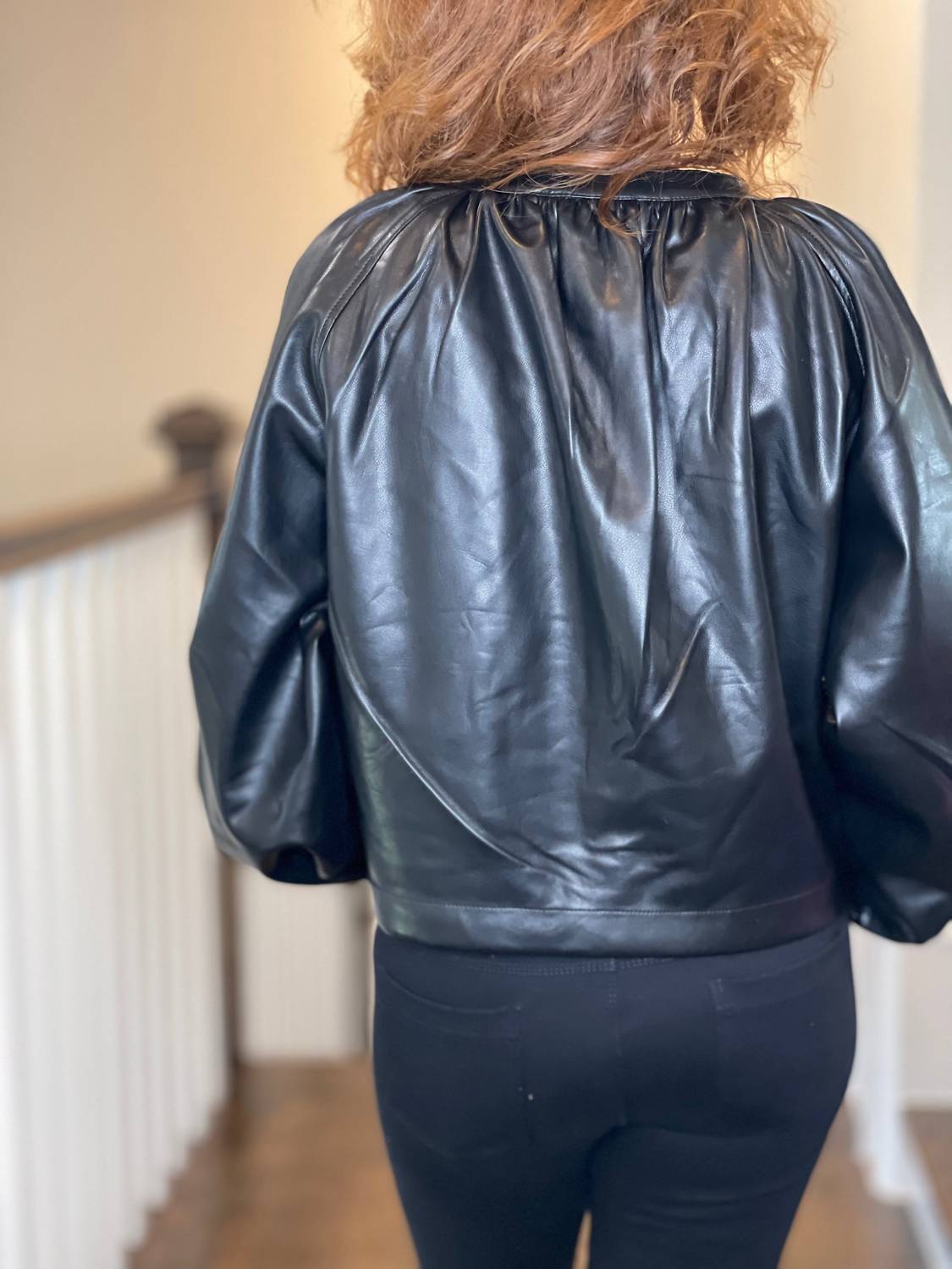 Dolce Cabo - Vegan Leather Button Down Peasant Top