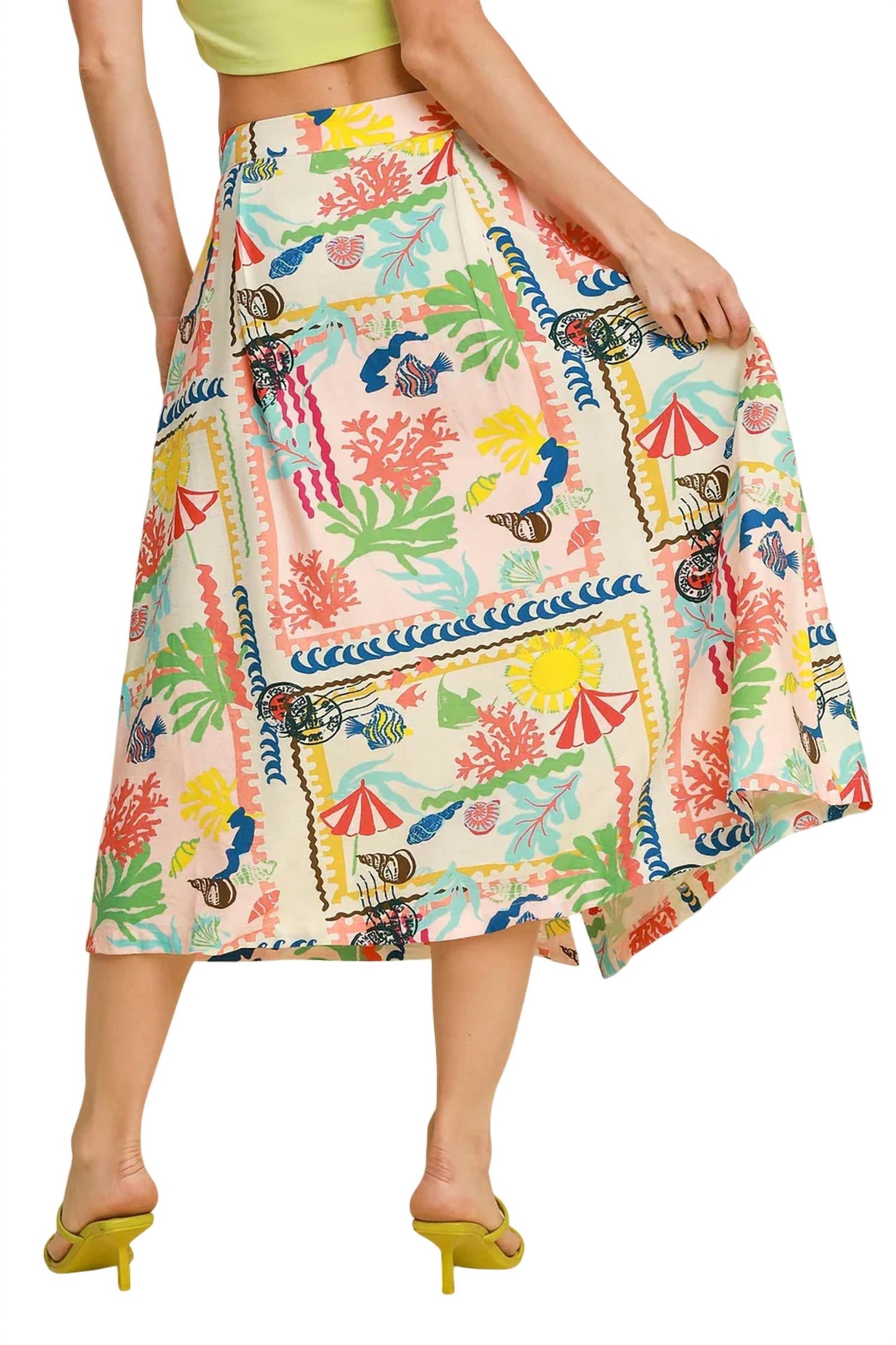 Umgee - Abstract Print Front Button Down Skirt