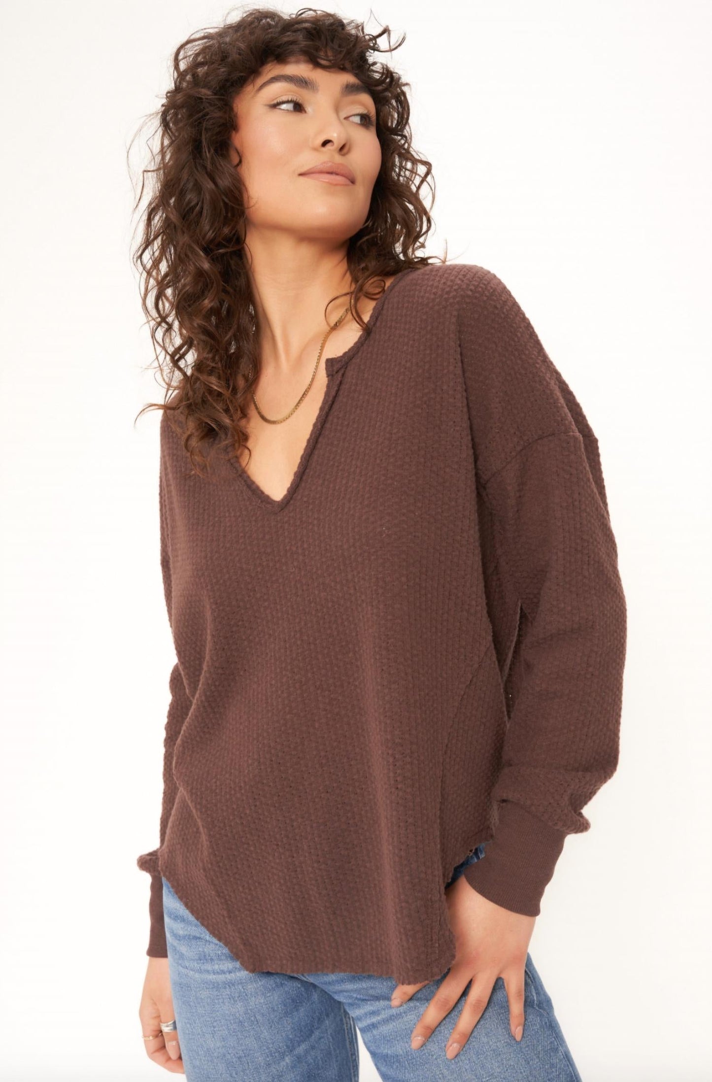 Project Social T - Borderline Cozy Thermal Notch V-neck Longsleeve