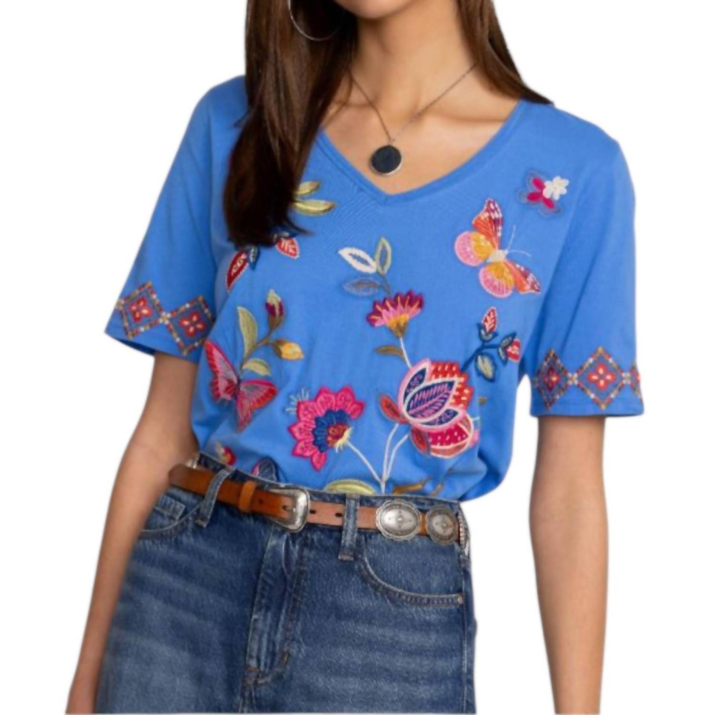 Johnny Was - Gracey Trapunto V-Neck T-Shirt
