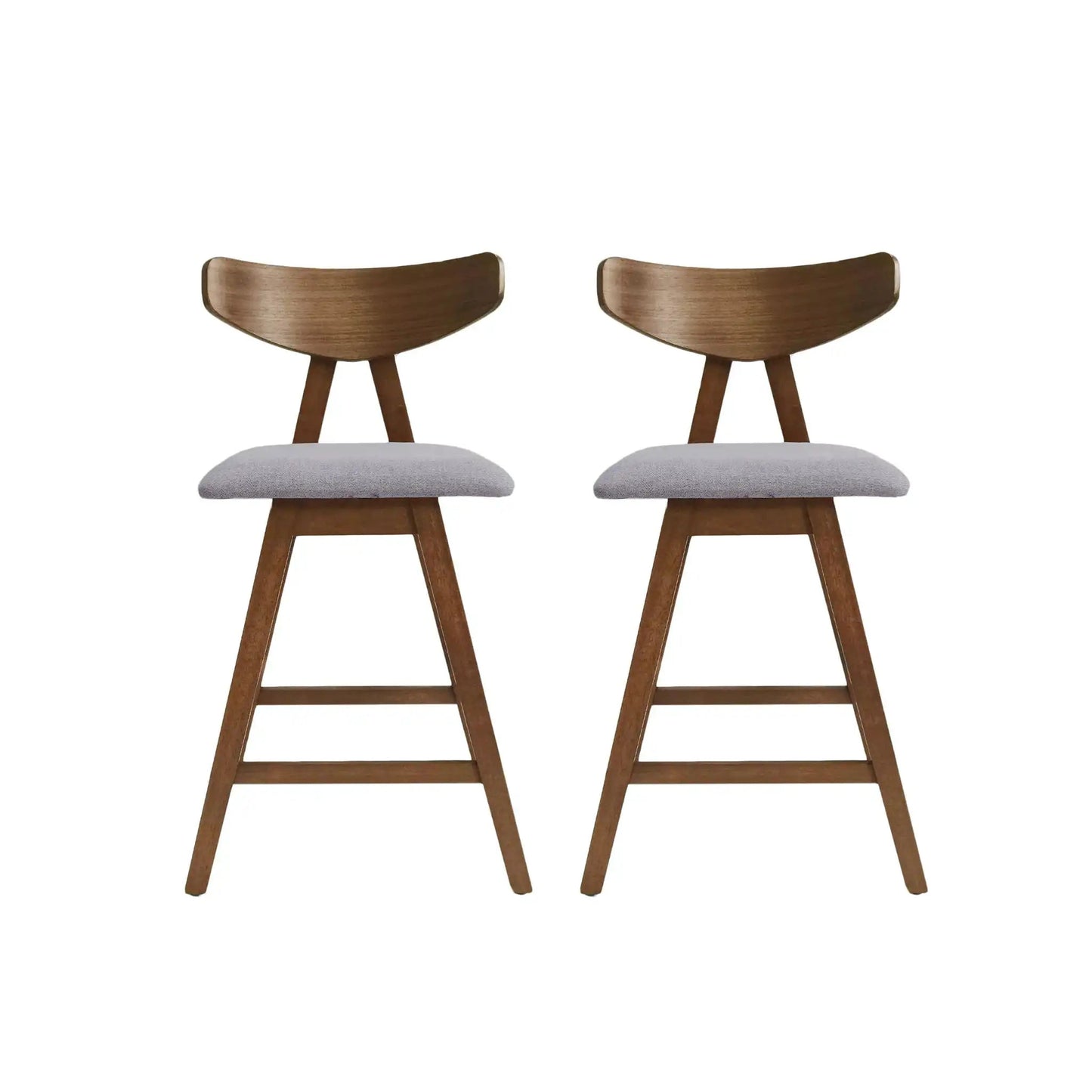 Mid Century Modern Counter Stool With V Shape Frame And Upholstered Seating