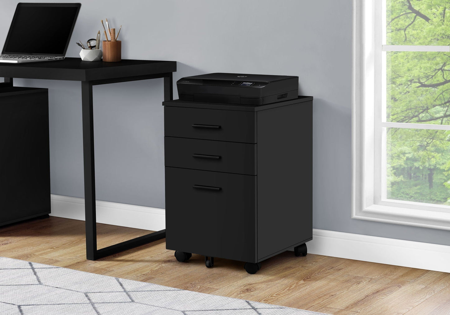 File Cabinet, Rolling Mobile Storage Drawers, Contemporary Office Cabinet