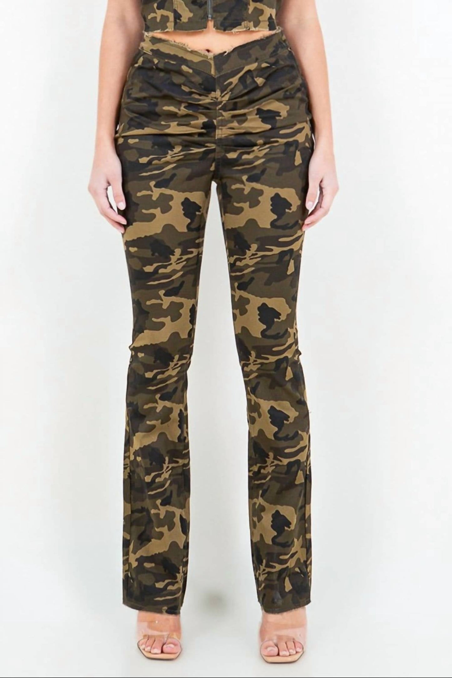 American Bazi - V-cut Camo Flared Pants