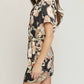 Entro - Satin Paisley Short Faux Wrap Dress
