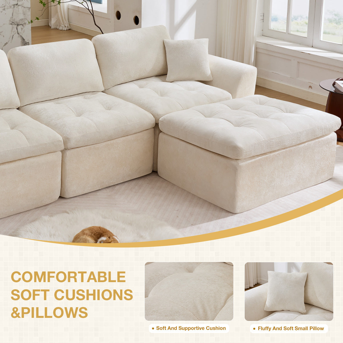 110'' Cloud Sectional Couch for Living Room