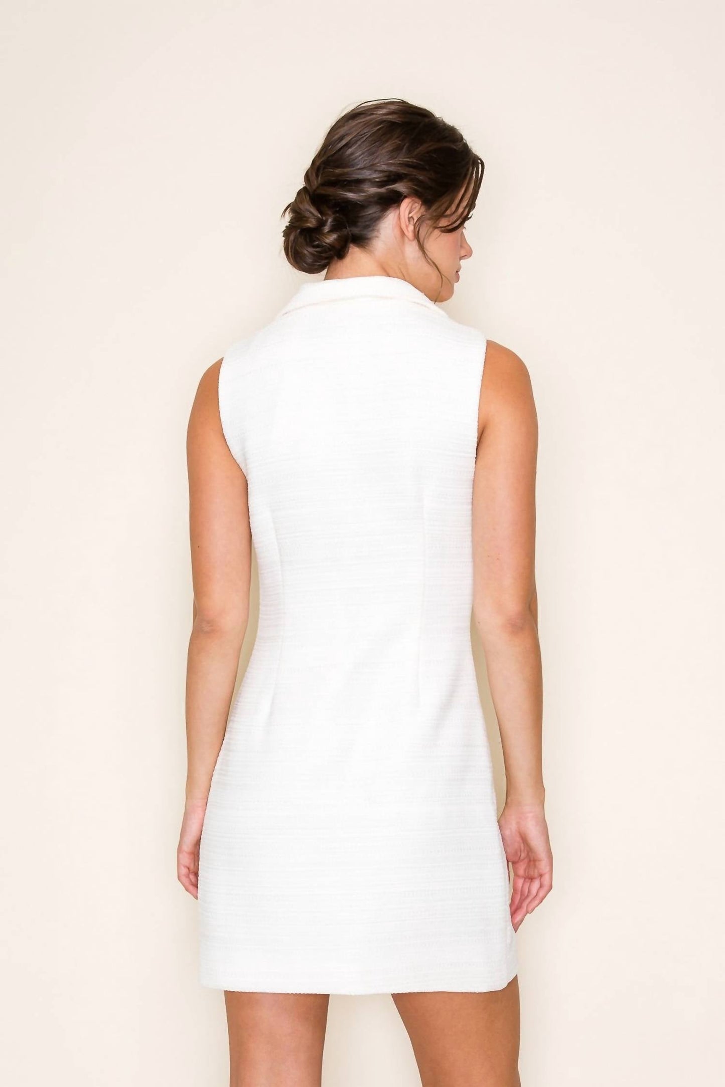 Golden - Button-up Sleeveless Mini Dress