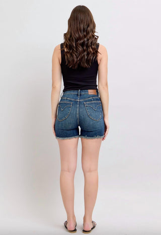 Judy Blue - Tummy Control Fray Hem Shield Pocket Shorts