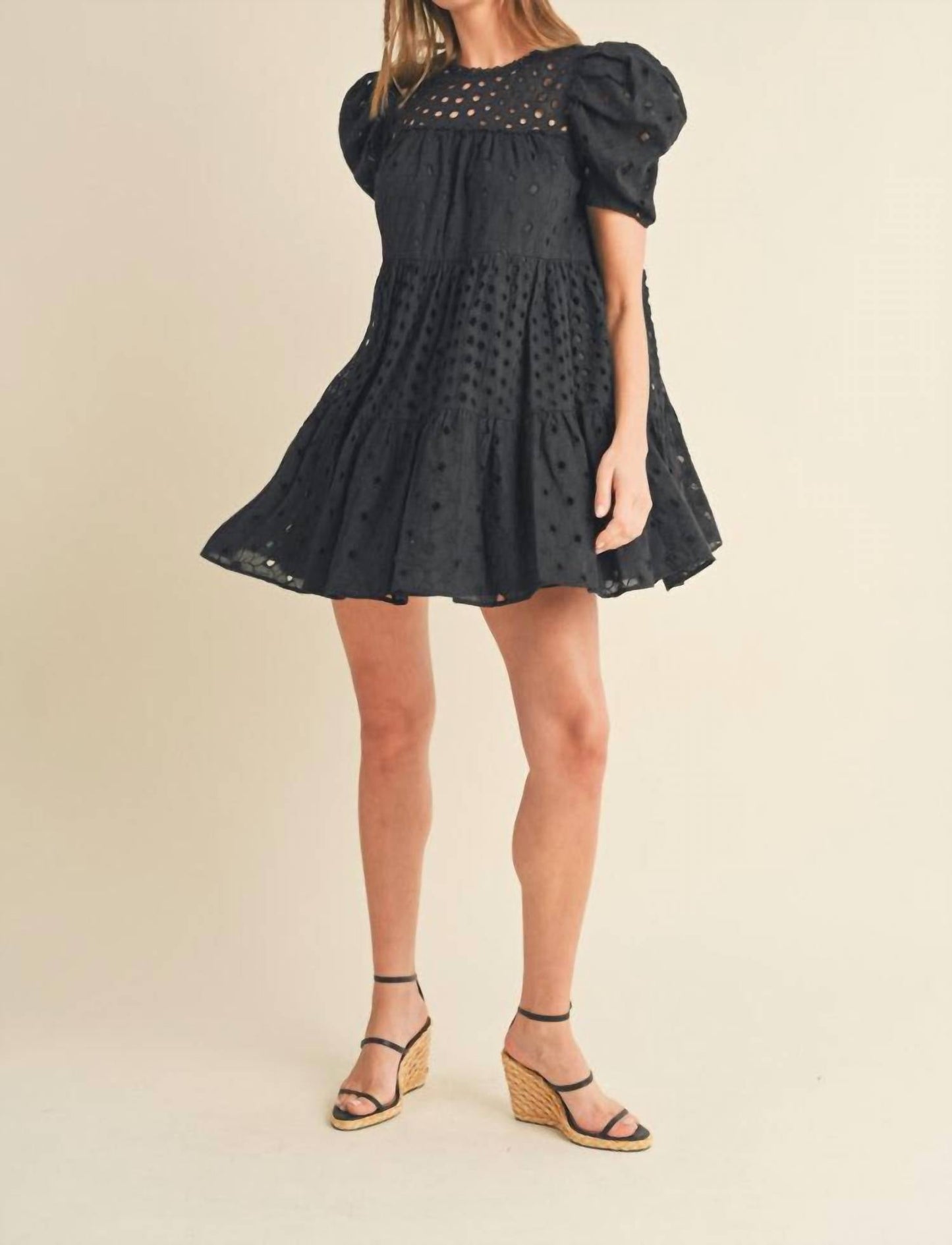 &Merci - Keri Eyelet Babydoll Mini Dress