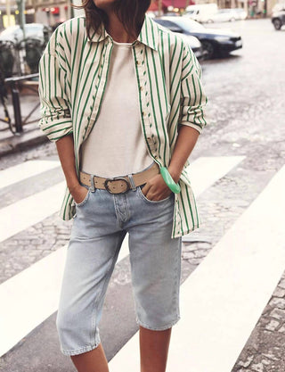 Free People - Striped Varsity Vibes Shirt