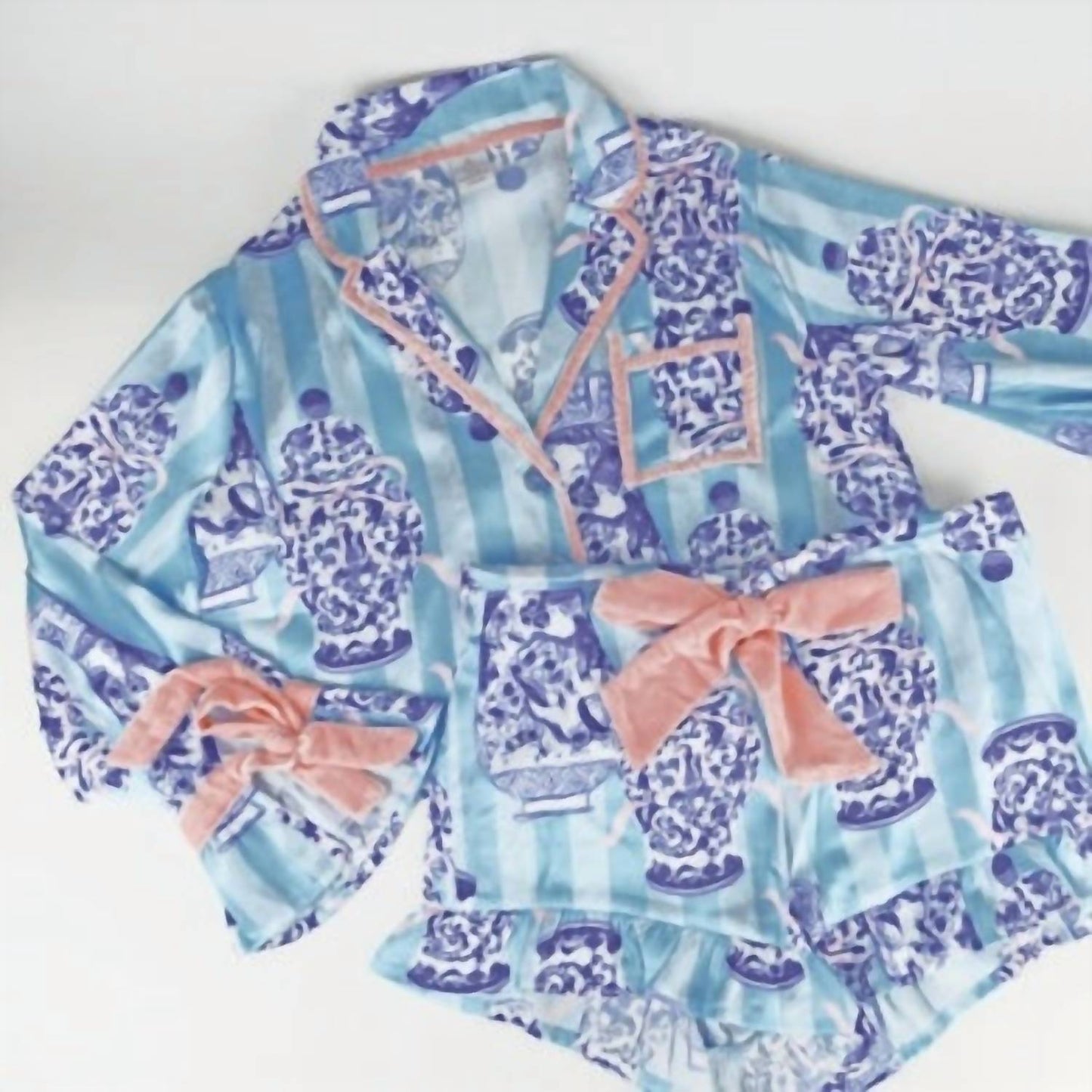 8 Oak Lane - Satin Ruffle Short Pajama Set