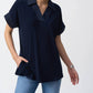 Joseph Ribkoff - Collared V-neck Short Sleeve Top
