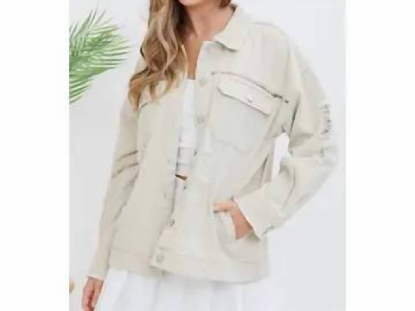 Blue B - WASHED TRIM DETAIL DISTRESSED JACKET