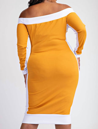 The Curve La - Plus Size Knit Color Block Midi Dress