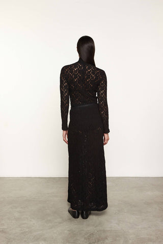 Enza Costa - PUCKERED LACE LONG SLEEVES CROPPED MOCKNECK