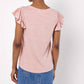 Apricot - Ruffle Sleeve Soft Slub Blouse