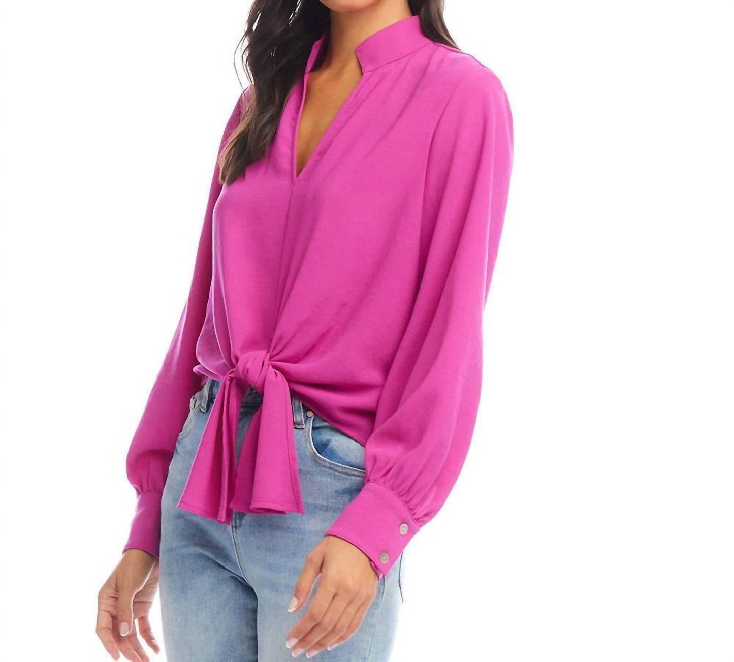 Karen Kane - Long Sleeve Tie-Front Top