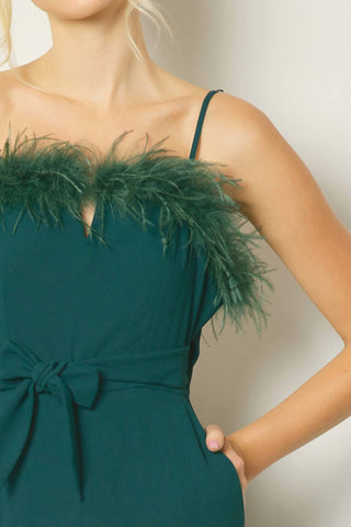Entro - Feather Trim Jumpsuit
