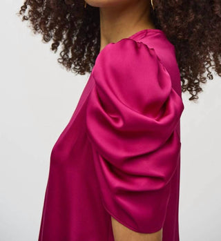 Joseph Ribkoff - Satin Top With Shirred Sleeves